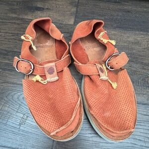 Satorisan Shoes Women 37 Benirras Perforated Mary Jane Flats Rust Orange Leather